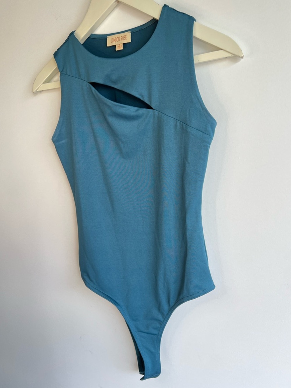 London Rose Blue Cutout Bodysuit Small Sleek Minimal Stretch - Picture 3 of 10
